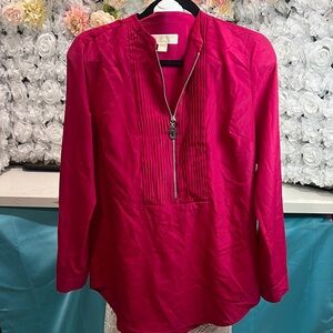 Micheal Kors Women's Fushia Zip-Up Blouse